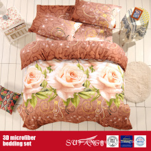 Printed Microfiber Big Flower Bed Sheet Printing 3D Flat Sheet